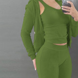 Women's Autumn/Winter Fleece Vest Hooded Three-Piece