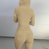 Women's Autumn/Winter Fleece Vest Hooded Three-Piece