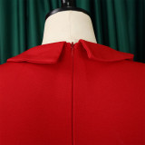 Women'S Fall/Winter Mesh And Pleated Plus Size Ol Chic Career Dress