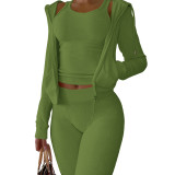 Women's Autumn/Winter Fleece Vest Hooded Three-Piece