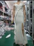 Elegant Off Shoulder Ruffled Slit Plus Size Beauty Long Formal Party Evening Dress