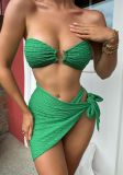 Women Strapless Skirt Bikini Three-Piece