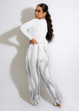 Women autumn and winter long-sleeved Bodysuit + fringed Pant two-piece set