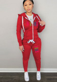 Plus Size Fall/Winter Women's Zipper Print Two Piece Hoodies