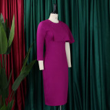 Plus Size Ladies' High Waist Ruffled Chic Bodycon Pencil Dress