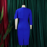 Plus Size Ladies' High Waist Ruffled Chic Bodycon Pencil Dress