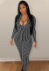 Women's sexy Tight Fitting vertical stripe zipper Jumpsuit