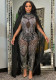 Women Sexy Mesh See-Through Beaded Jumpsuit