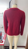 Women Turndown Collar Round Neck Sweater