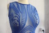 Women's Beaded Embroidery Round Neck Sleeveless See Through Sexy Nightclub Dress
