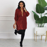 Sexy sequin shirt dress