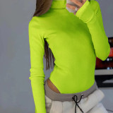 Autumn and Winter Slim Knitting High Neck Basic T-shirt Long Sleeve Ribbed Women's Jumpsuit