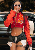 Women's sexy Crop Round Neck loose bomber jacket