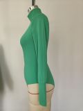 Autumn and Winter Slim Knitting High Neck Basic T-shirt Long Sleeve Ribbed Women's Jumpsuit