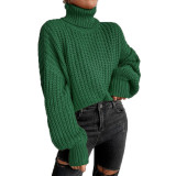 Autumn and Winter Fashion Shoulder Drop Long Sleeve Knitting Loose Pullover High Neck Sweater