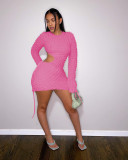 Women Fashion Drawstring Plaid Sexy Cutout Bodycon Dress