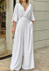Summer Women'S Jumpsuit Bat Sleeves V Neck Slim Waist Loose Wide Leg Jumpsuit