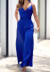 Summer Women'S Sexy Straps V-Neck Sleeveless Slim Waist Solid Color Wide-Leg Jumpsuit