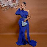 Women Slash Shoulder Maxi Dresses Evening Gowns