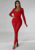 Women Sexy See-Through V-Neck Jumpsuit