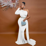 Women Slash Shoulder Maxi Dresses Evening Gowns