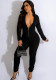 Women Solid Zip Long Sleeve Jumpsuit