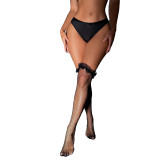 Sexy, pure, elastic lace pattern silk stockings for women, black silk long tube fishing net, solid color thigh middle tube stockings