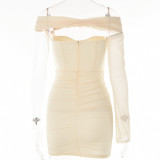 Women Sexy One Shoulder Sleeve Backless Strapless Dress