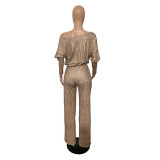 Women Spring Stretch Loose Jumpsuit with Belt