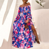 Women Summer Boho Off Shoulder Print Dress