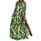 Women Summer Boho Off Shoulder Print Dress