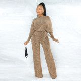 Women Spring Stretch Loose Jumpsuit with Belt