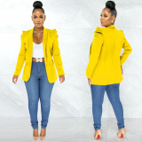 Women's Solid Color Ruched Fashion Blazer