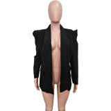 Women's Solid Color Ruched Fashion Blazer