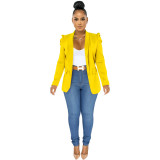 Women's Solid Color Ruched Fashion Blazer