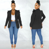 Women's Solid Color Ruched Fashion Blazer