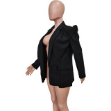 Women's Solid Color Ruched Fashion Blazer