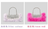Ostrich hair rhinestone bag female mink hair inlaid diamond dinner bag full of diamonds shoulder Messenger bag