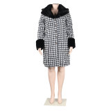 Plus Size Sexy Casual Printed Coat With Detachable Fur Collar