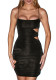 Women'S Silver Silk Straps Sexy High Stretch Slim Cutout Low Back Dress For Women