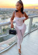 Summer Ladies Sexy Mesh See-Through Straps Pleated Fashion Chic Slim Jumpsuit