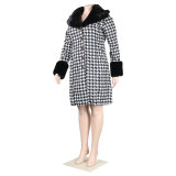 Plus Size Sexy Casual Printed Coat With Detachable Fur Collar