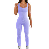 Women Sleeveless Ribbed Square Neck Jumpsuit