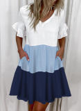 Women Printed Ruffle Pocket Dress