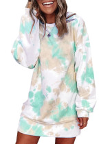 Women Long Sleeve Tie Dye Hoodies Dress Women Long Sleeve Tie Dye Hoodies Dress