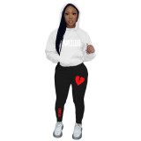 Plus Size Women's Fashion Print Contrast Set Sport Two-Piece