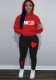 Plus Size Women's Fashion Print Contrast Set Sport Two-Piece