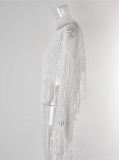 Summer Tassel Irregular Bikini Beach Shirt Hollow Knitting Sunscreen Blouse