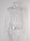 Summer Tassel Irregular Bikini Beach Shirt Hollow Knitting Sunscreen Blouse