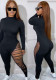 Women Solid Color Long Sleeve Cutout Jumpsuit